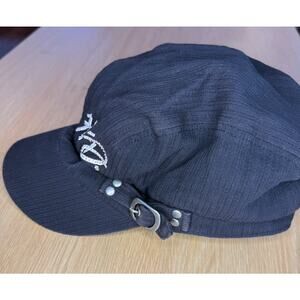 Womens Harley Davidson Hat M Jewels Black Cadet Biker HD Logo Buckle Military